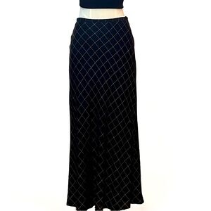 Vintage 1995 Ann Taylor Black Plaid Midi Maxi Skirt